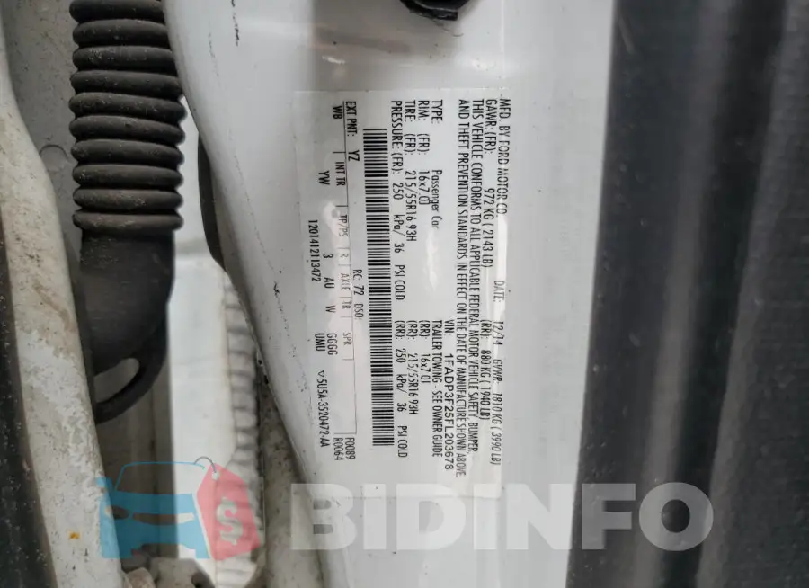 1FADP3F25FL203678 Photo# 12