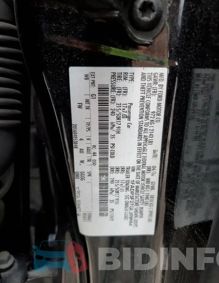 1FADP3F27GL309664 Photo# 12