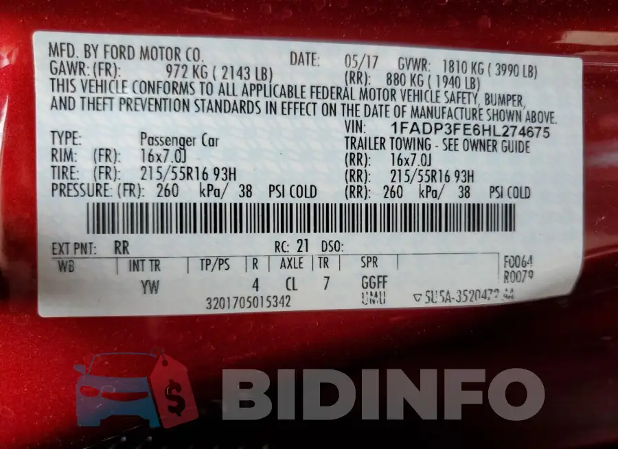 1FADP3FE6HL274675 Photo# 13