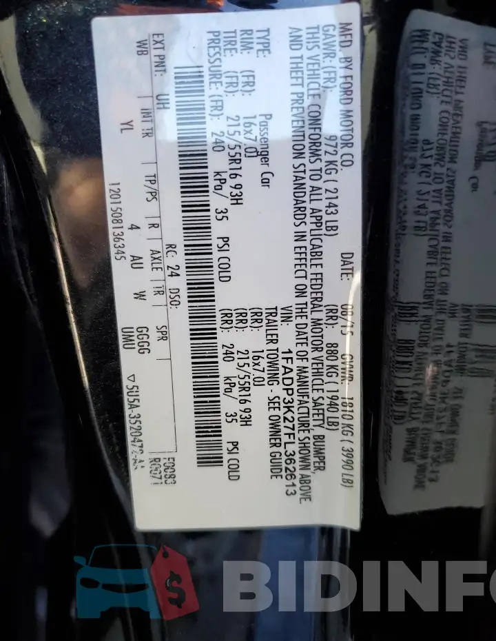 1FADP3K27FL362613 Photo# 12
