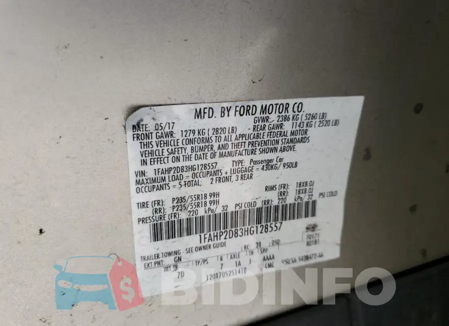1FAHP2D83HG128557 Photo# 12