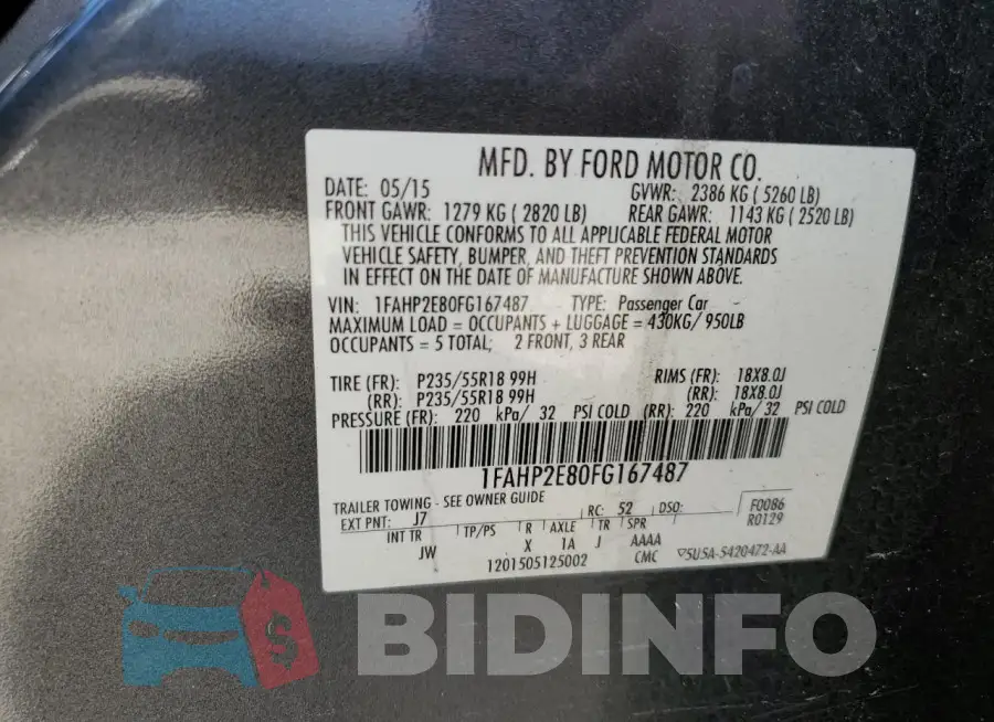 1FAHP2E80FG167487 Photo# 13