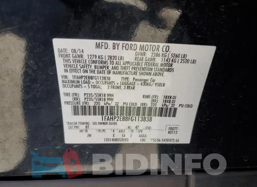1FAHP2E88FG113838 Photo# 12