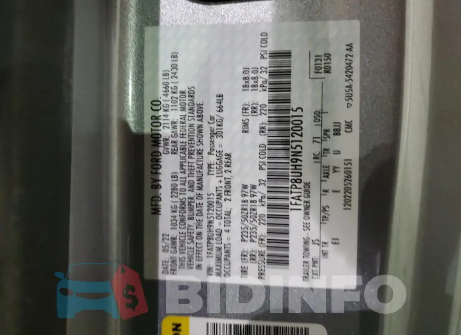 1FATP8UH9N5120015 Photo# 12