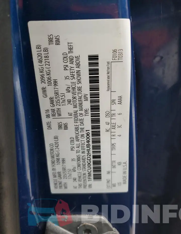 1FMCU0GD2HUB40061 Photo# 13
