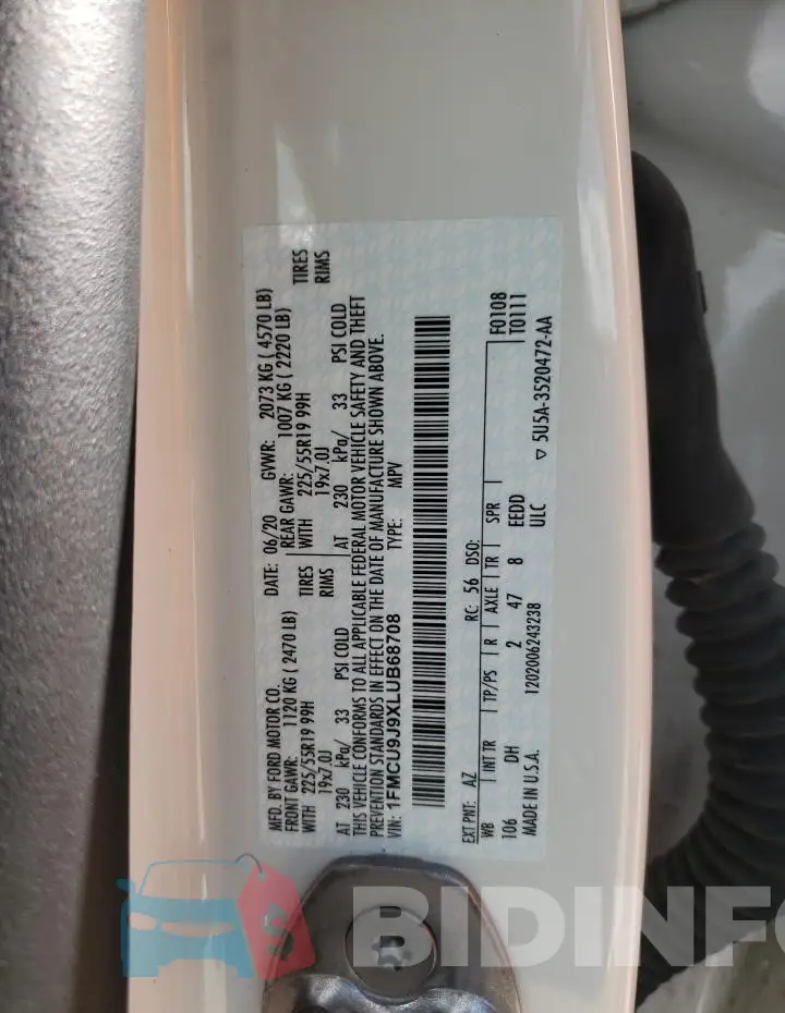 1FMCU9J9XLUB68708 Photo# 12
