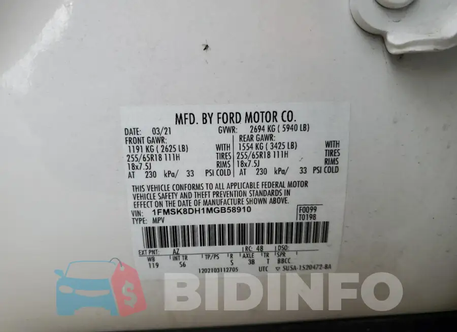 1FMSK8DH1MGB58910 Photo# 14