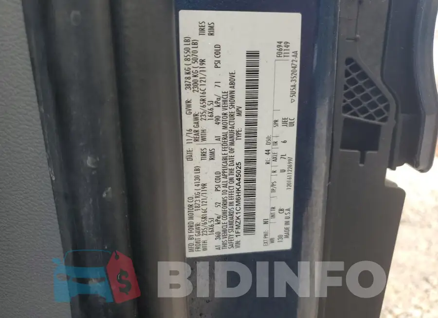 1FMZK1CM6HKA45025 Photo# 14