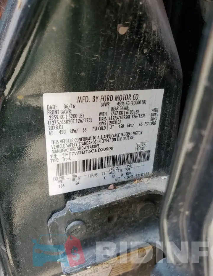 1FT7W2BT5GED20900 Photo# 12