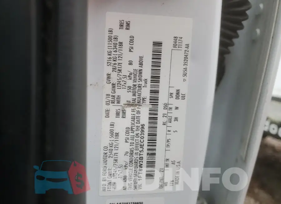 1FT8W3BT5JEC03996 Photo# 12