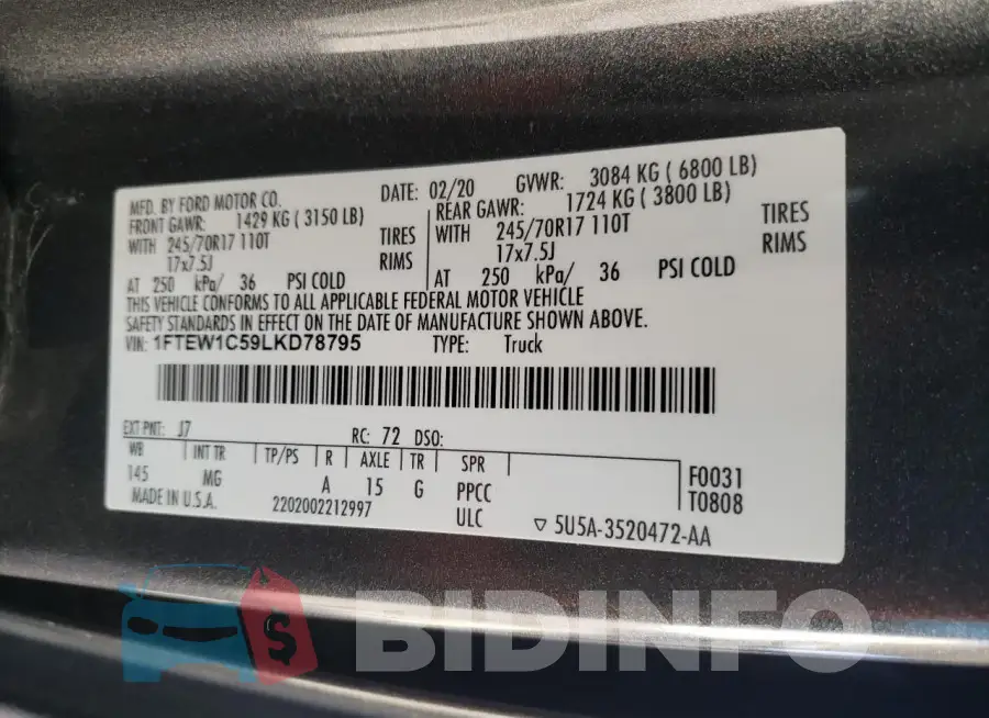 1FTEW1C59LKD78795 Photo# 12