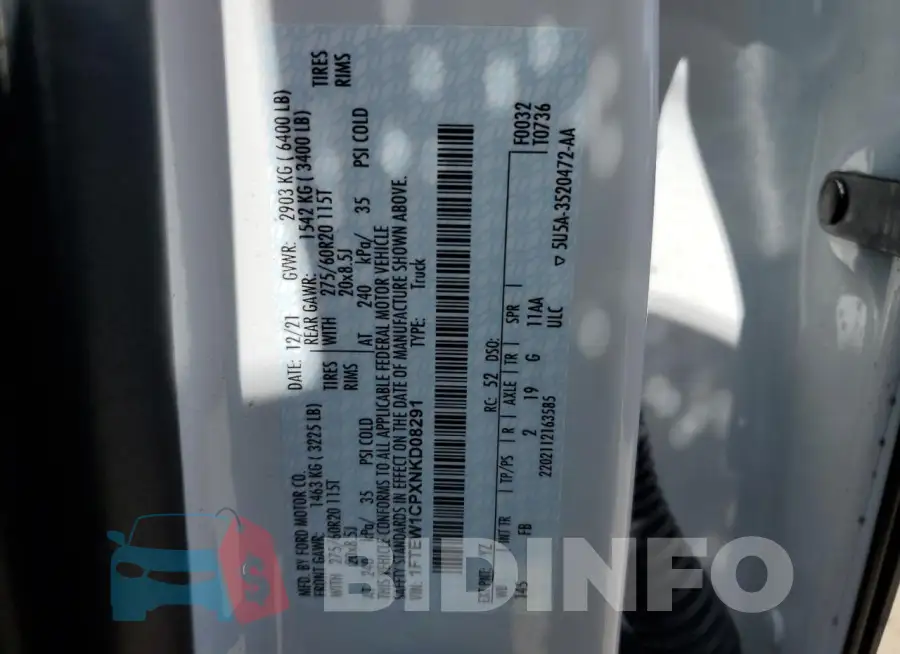 1FTEW1CPXNKD08291 Photo# 12