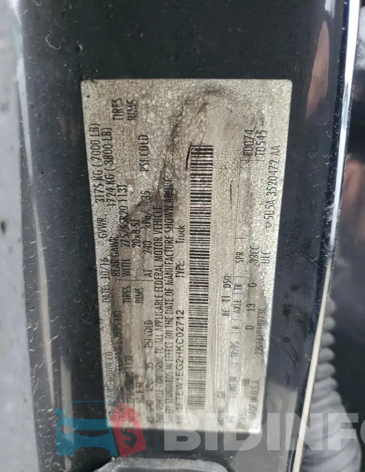 1FTEW1EG2HKC02712 Photo# 12