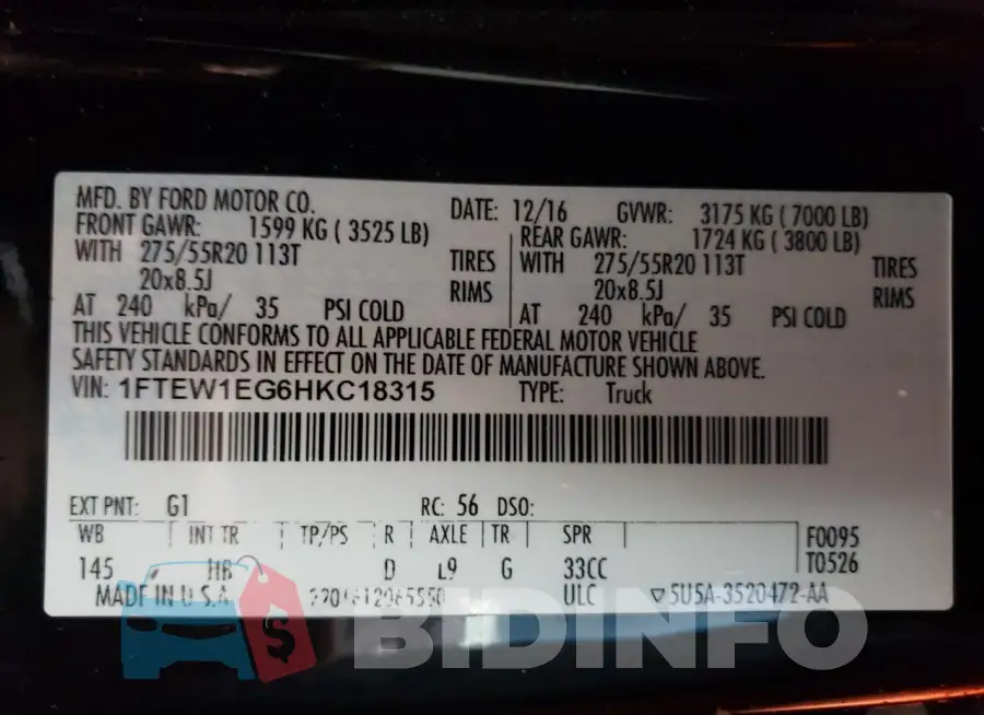 1FTEW1EG6HKC18315 Photo# 12
