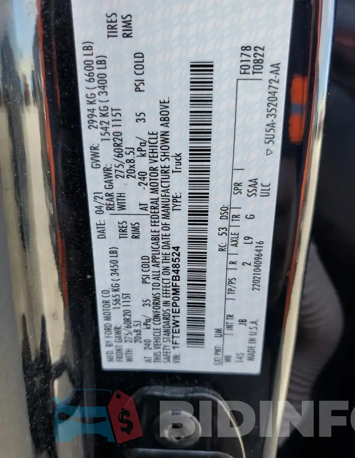 1FTEW1EP0MFB48524 Photo# 12