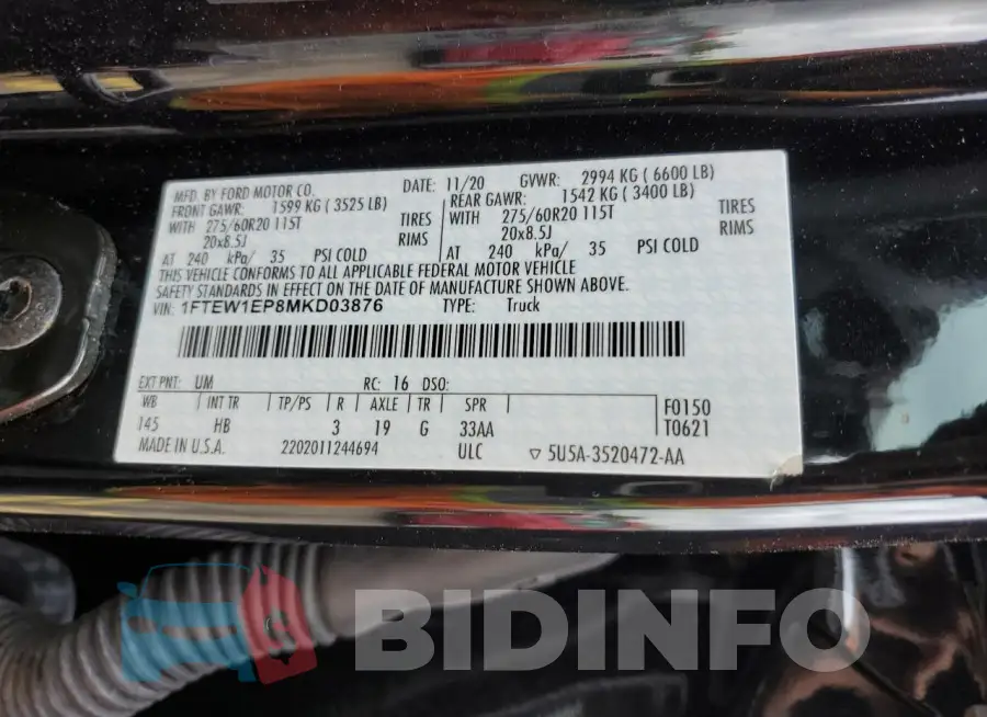 1FTEW1EP8MKD03876 Photo# 13