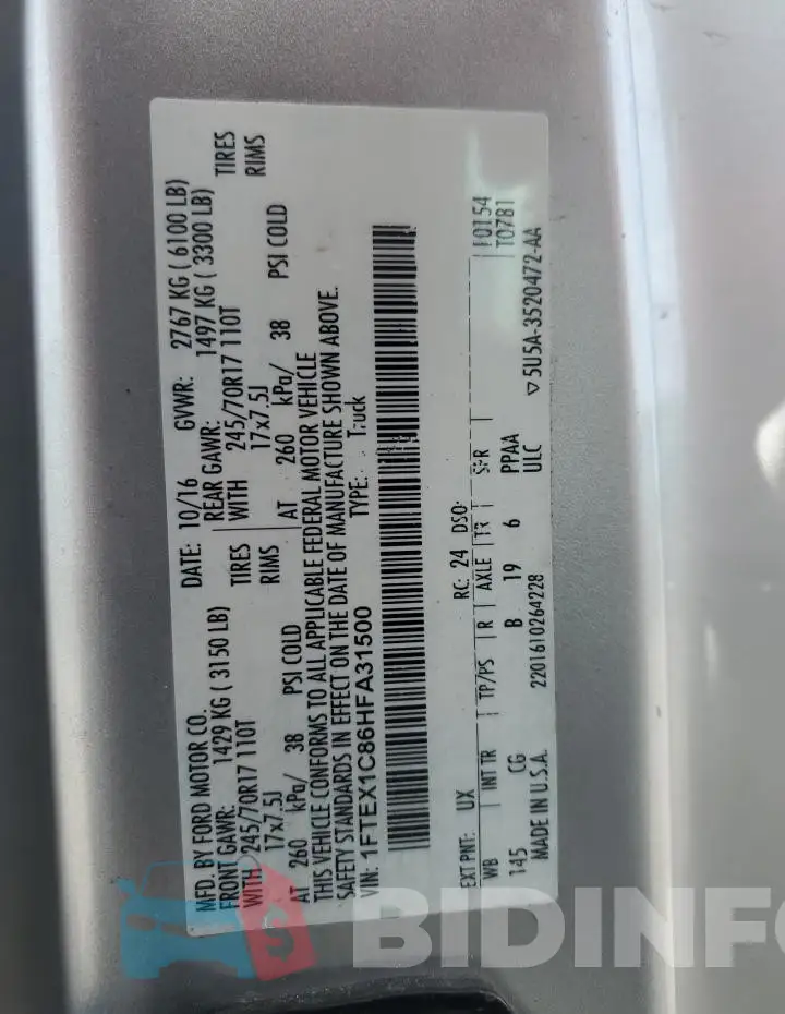 1FTEX1C86HFA31500 Photo# 12