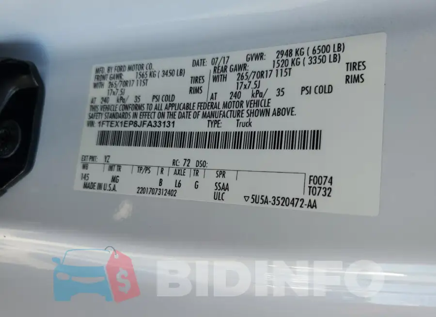 1FTEX1EP8JFA33131 Photo# 12