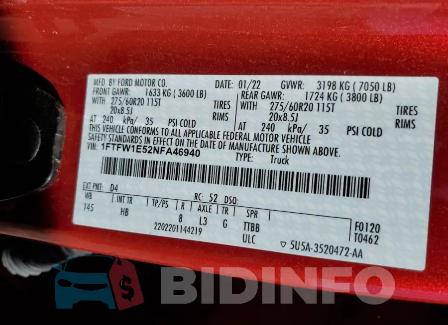 1FTFW1E52NFA46940 Photo# 12