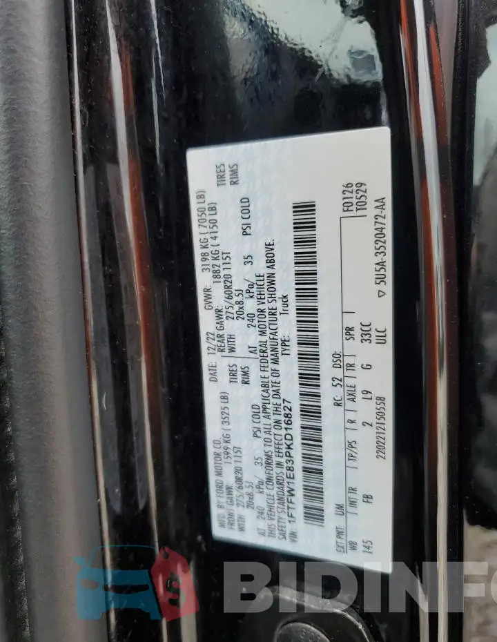 1FTFW1E83PKD16827 Photo# 13