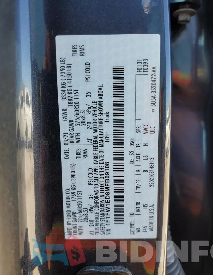 1FTFW1ED8MFB09108 Photo# 13