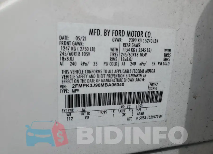 2FMPK3J98MBA06040 Photo# 13