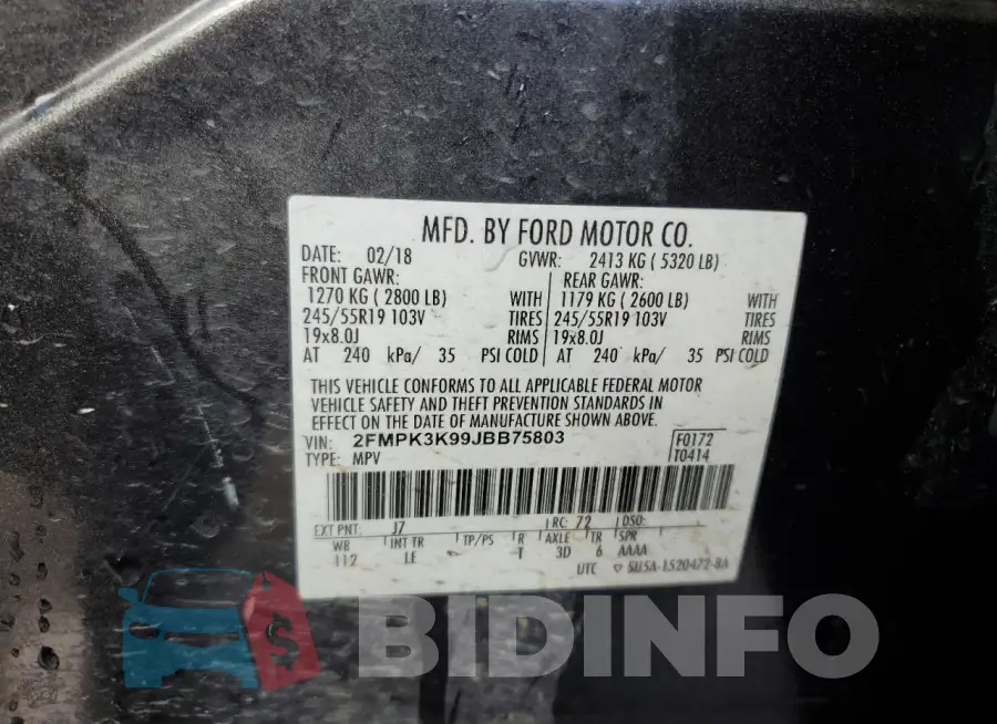 2FMPK3K99JBB75803 Photo# 12
