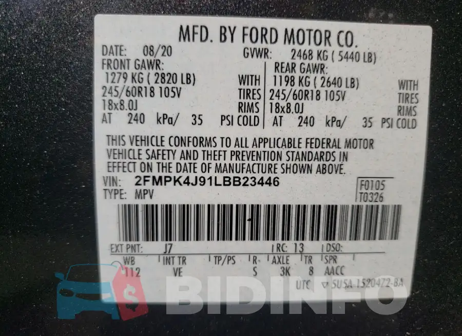 2FMPK4J91LBB23446 Photo# 13