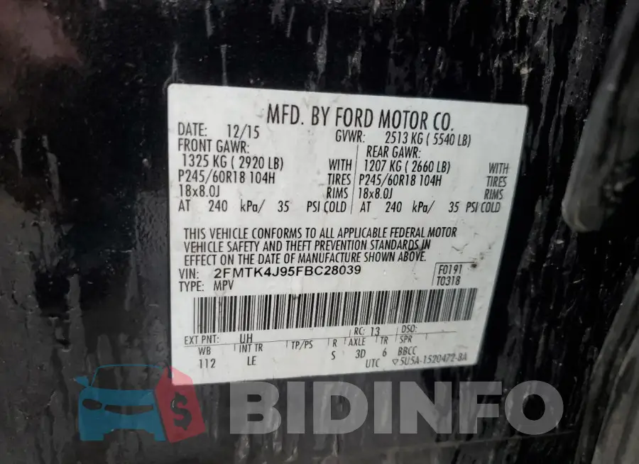2FMTK4J95FBC28039 Photo# 13