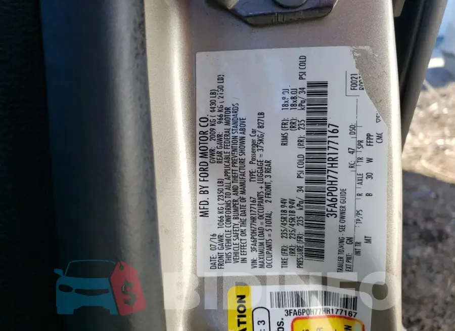 3FA6P0H77HR177167 Photo# 12