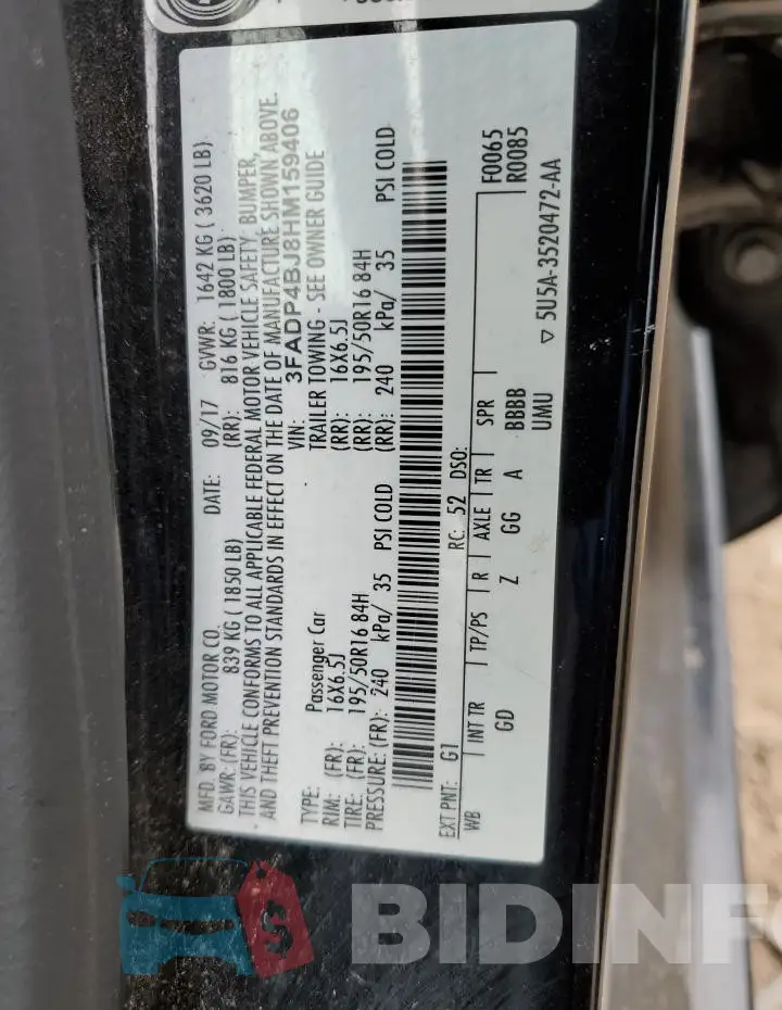 3FADP4BJ8HM159406 Photo# 12