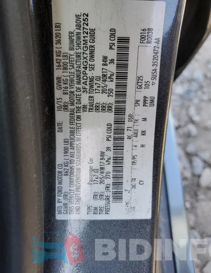 3FADP4GX7GM127252 Photo# 12