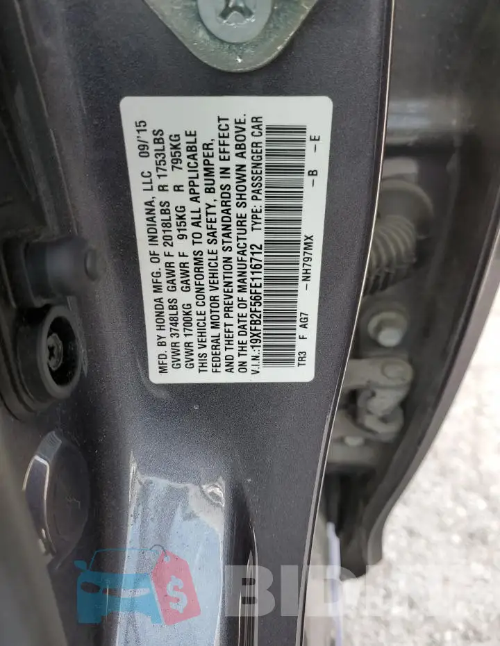 19XFB2F56FE116712 Photo# 12