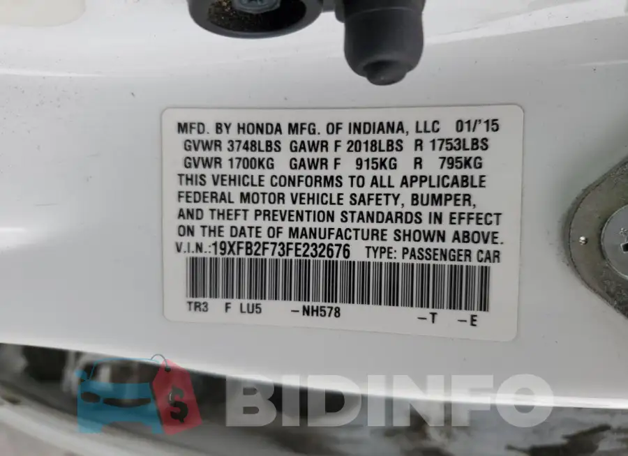 19XFB2F73FE232676 Photo# 12