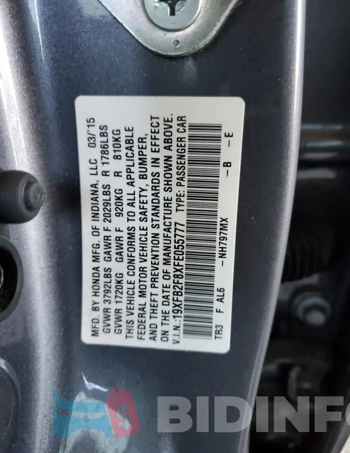 19XFB2F8XFE055777 Photo# 12