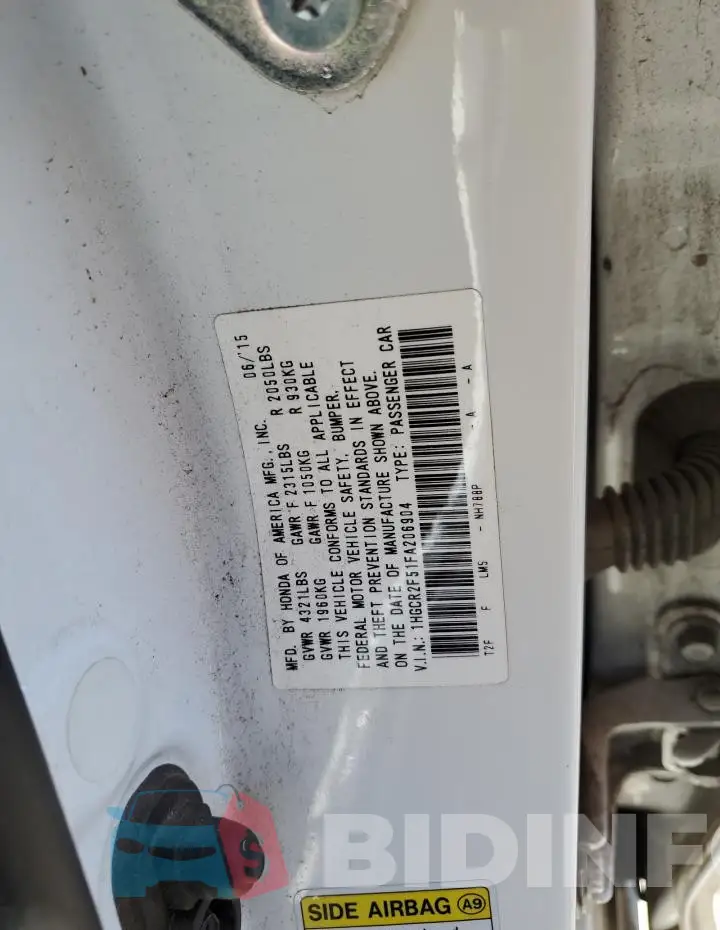 1HGCR2F51FA206904 Photo# 11