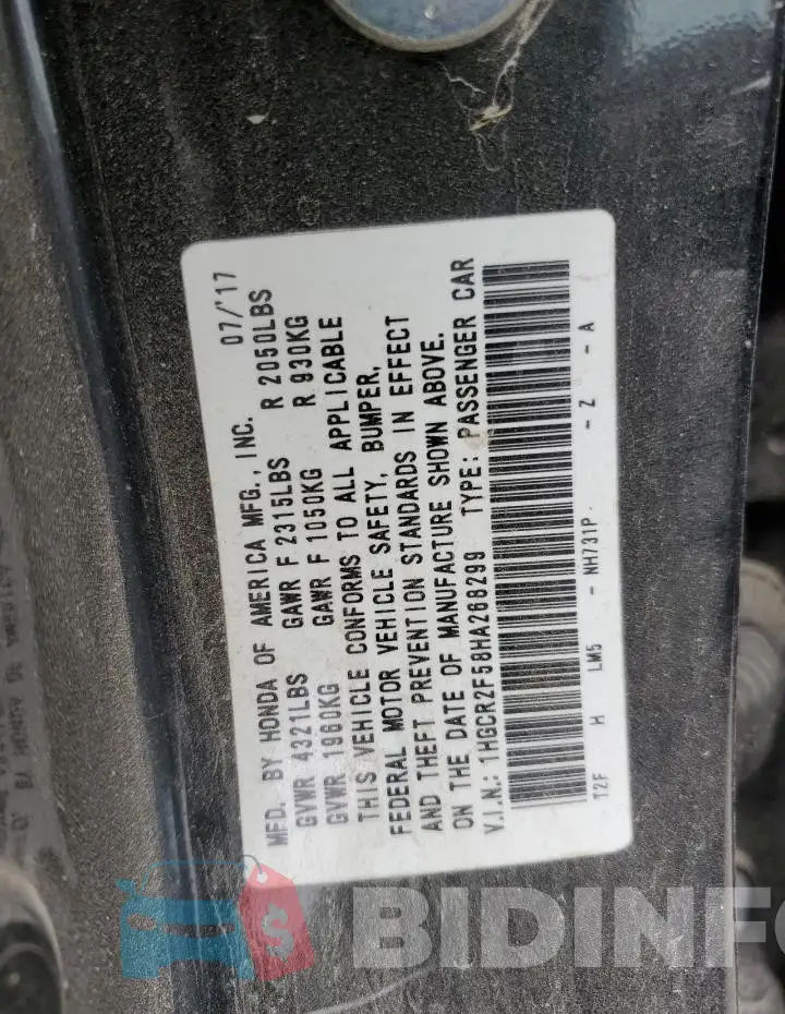 1HGCR2F58HA268299 Photo# 13