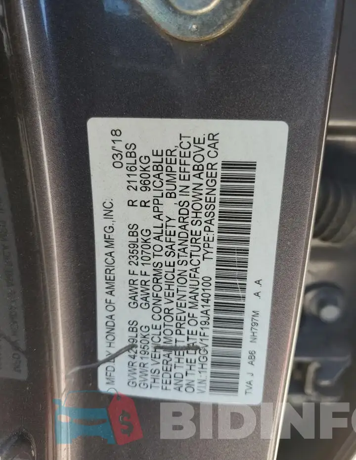 1HGCV1F19JA140100 Photo# 12