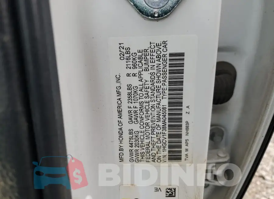 1HGCV1F38MA045081 Photo# 12