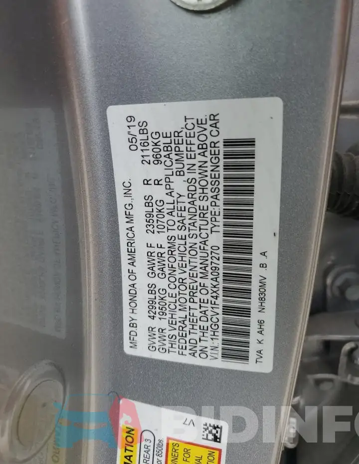 1HGCV1F4XKA097270 Photo# 12