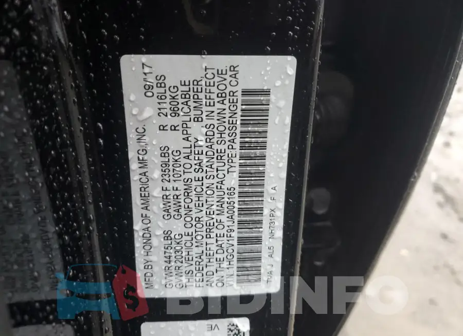 1HGCV1F91JA005165 Photo# 12