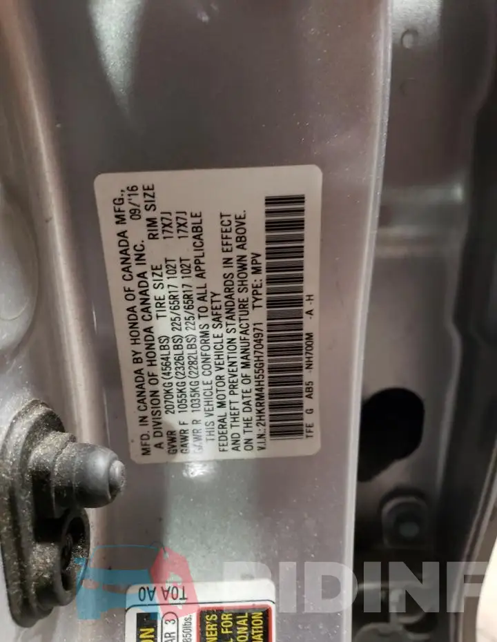 2HKRM4H55GH704971 Photo# 13