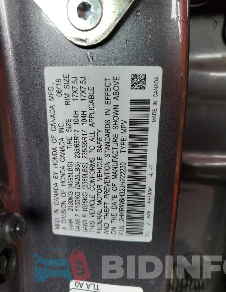 2HKRW6H32JH222230 Photo# 13