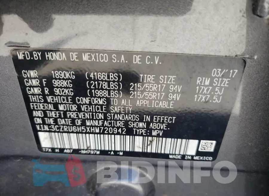 3CZRU6H5XHM720942 Photo# 13