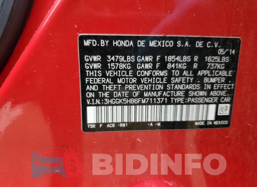 3HGGK5H86FM711371 Photo# 12