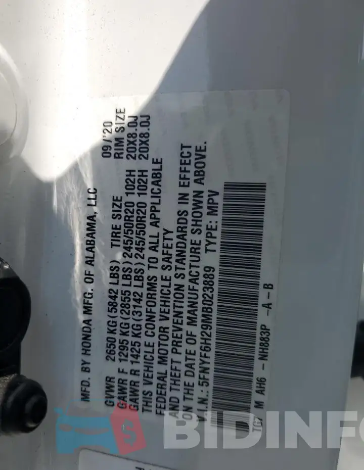 5FNYF6H29MB023889 Photo# 12