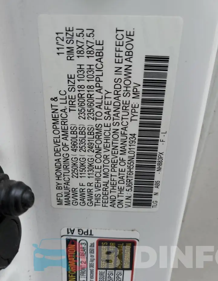 5J6RT6H55NL011934 Photo# 13
