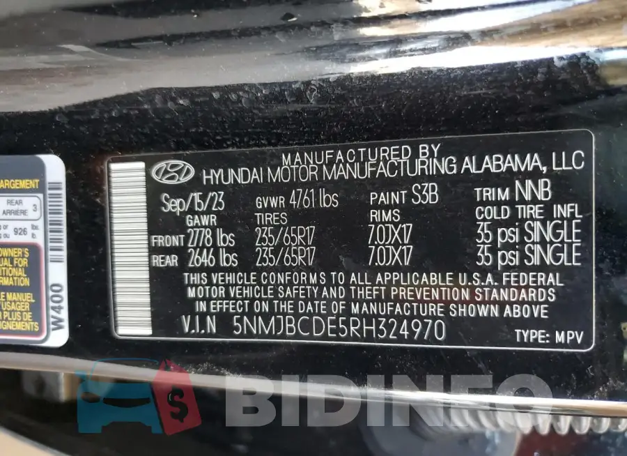 5NMJBCDE5RH324970 Photo# 12