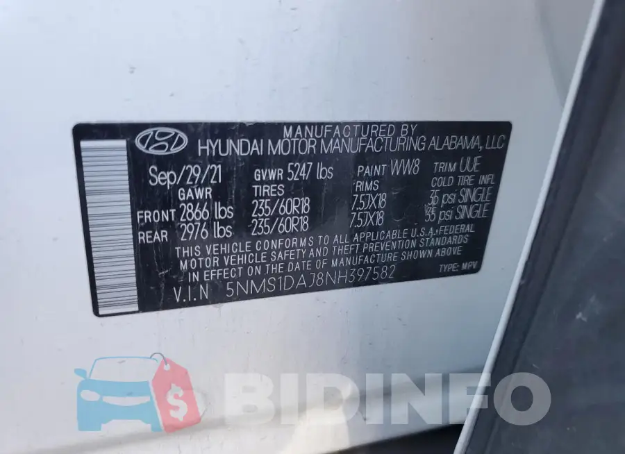 5NMS1DAJ8NH397582 Photo# 12