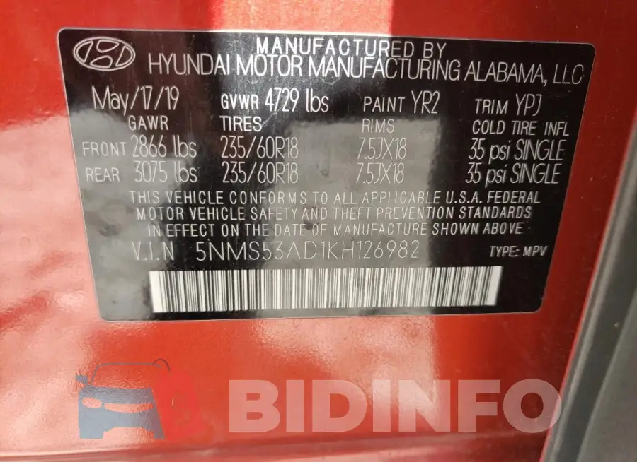 5NMS53AD1KH126982 Photo# 13